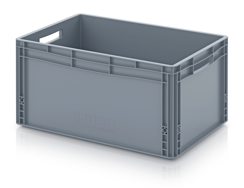 opbergbak in HDPE 600 x 400 x 320mm gesloten - grijs