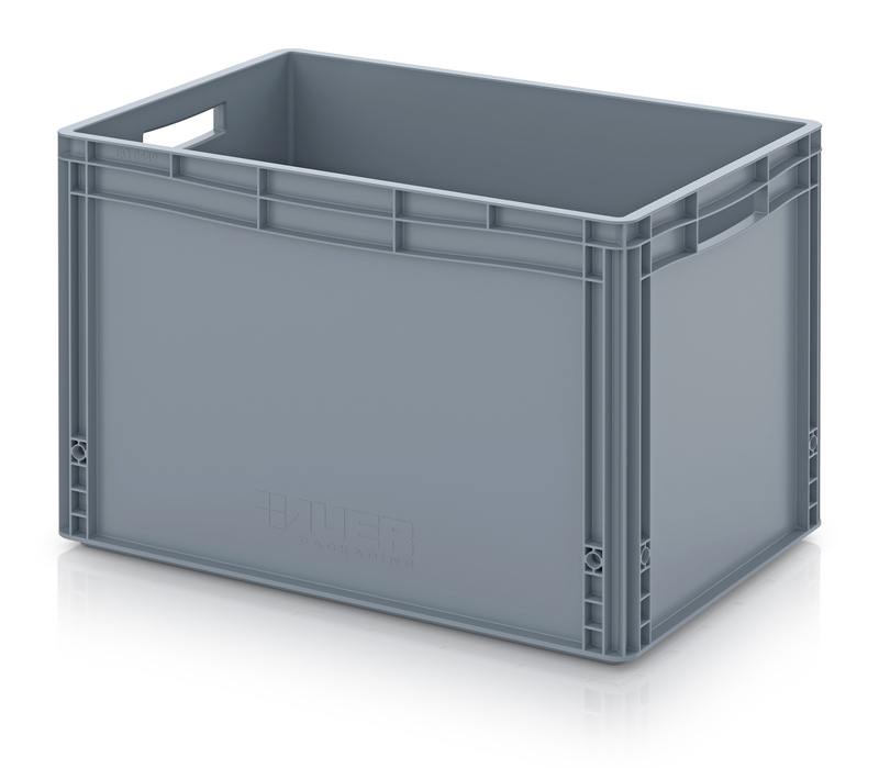 opbergbak in HDPE 600 x 400 x 420mm gesloten - grijs