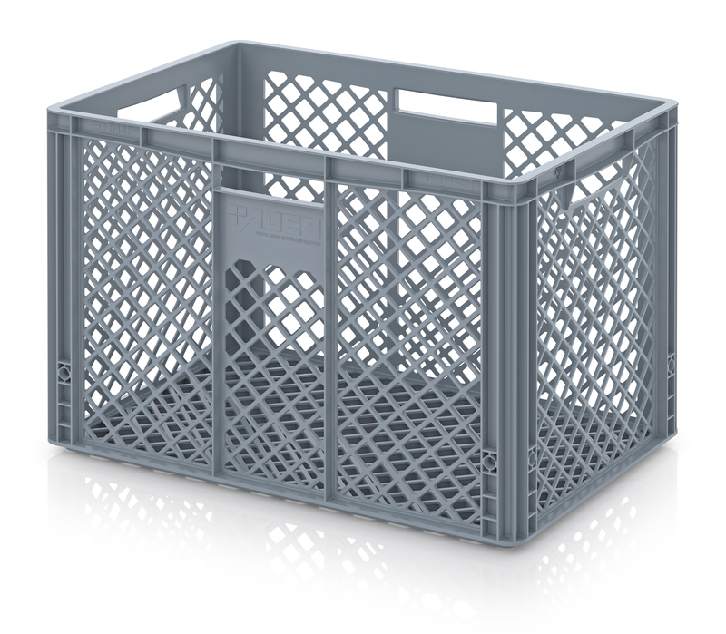 Perforated HDPE storage bin, 600 x 400 x 425 mm – Grey