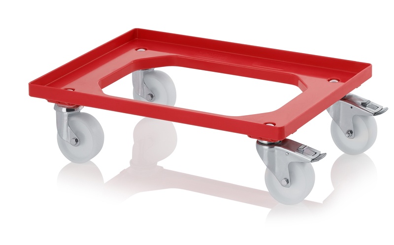 Transportrollers compact met rubberen wielen. 2 zwenkwielen, 2 zwenkwielen met rem.