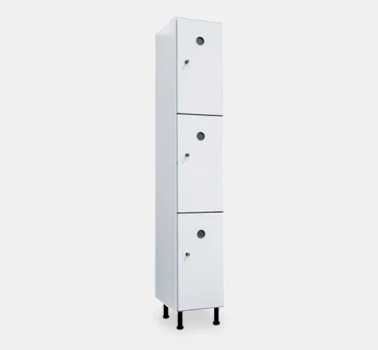 LOCKER WITH ADJUSTABLE PLASTIC LEGS 1 COLUMN, 3 DOORS