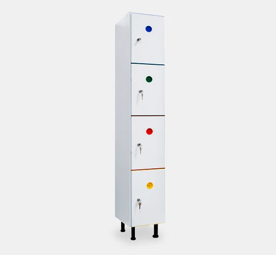 LOCKER WITH ADJUSTABLE PLASTIC LEGS 1 COLUMN, 4 DOORS