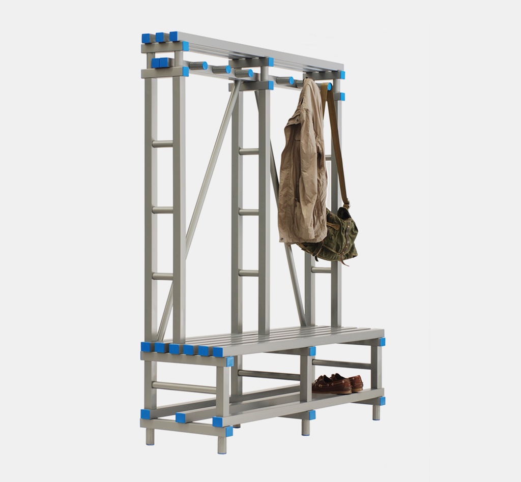 BENCH WITH HANGER AND SHELF 500X1950h mm 