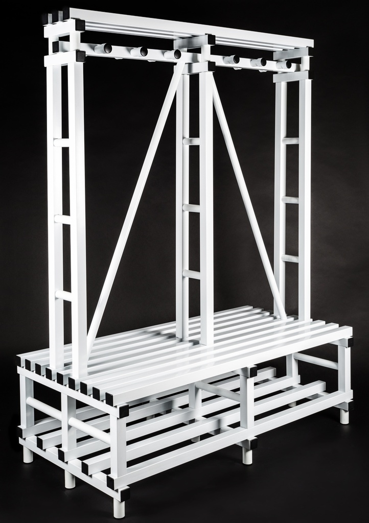 DOUBLE BENCH WITH HANGER AND SHELF 750X1950H 