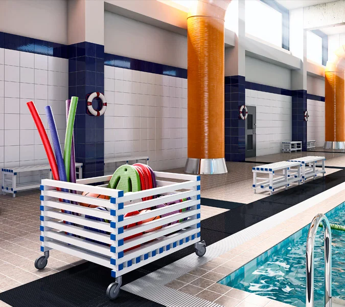 SWIMMING POOL EQUIPMENT TROLLEY 1000X700H MM 